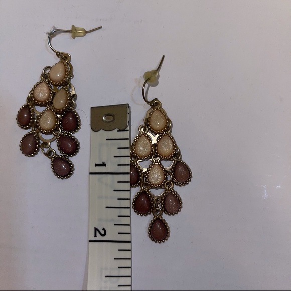 Pink Shimmer Beaded Statement Earrings - Picture 4 of 5